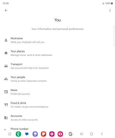 Press Nickname and follow the instructions on the screen to select phone owner settings.