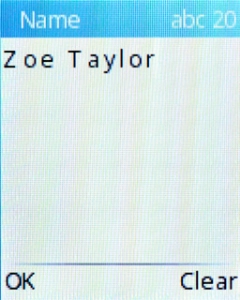 Key in the required name and press the Left selection key.