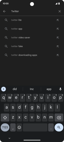 Key in Twitter and press the search icon.