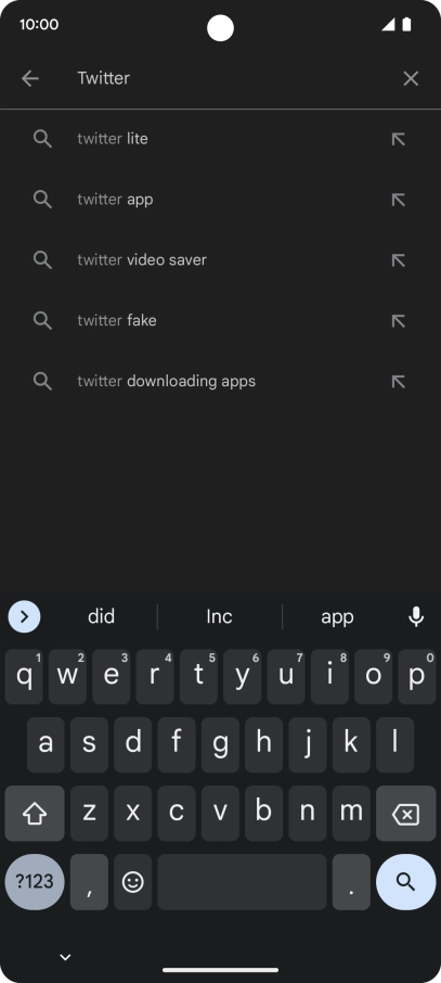 Key in Twitter and press the search icon.