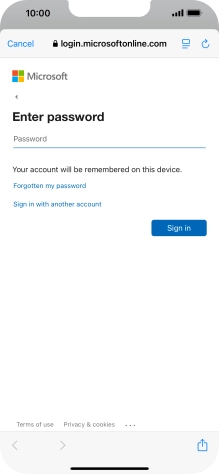 Press Password and key in the password for your email account.
