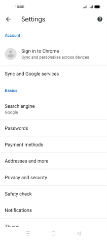 Press Privacy and security.
