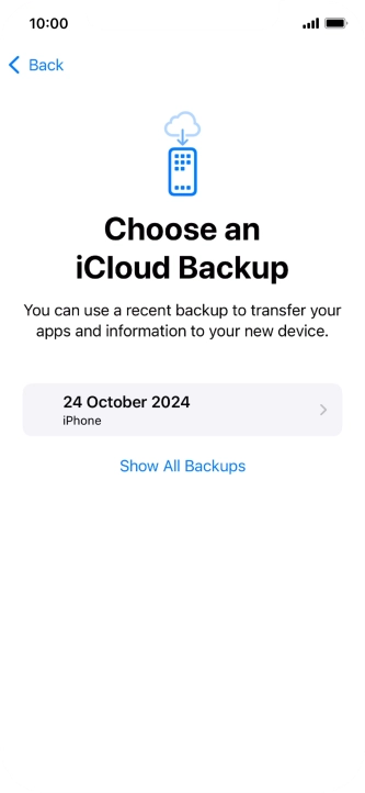 Press the required backup and your phone restores the content of the selected backup. Subsequently, follow the instructions on the screen to set up your phone and prepare it for use.