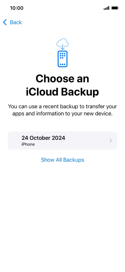 Press the required backup and your phone restores the content of the selected backup. Subsequently, follow the instructions on the screen to set up your phone and prepare it for use.