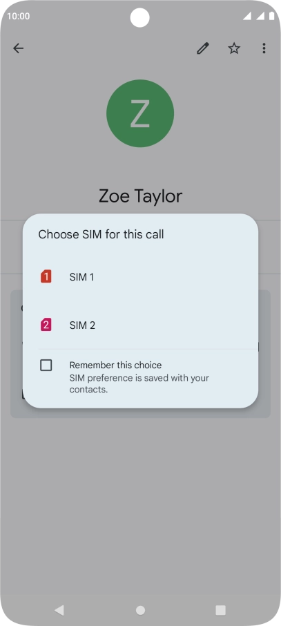 Press the required SIM.