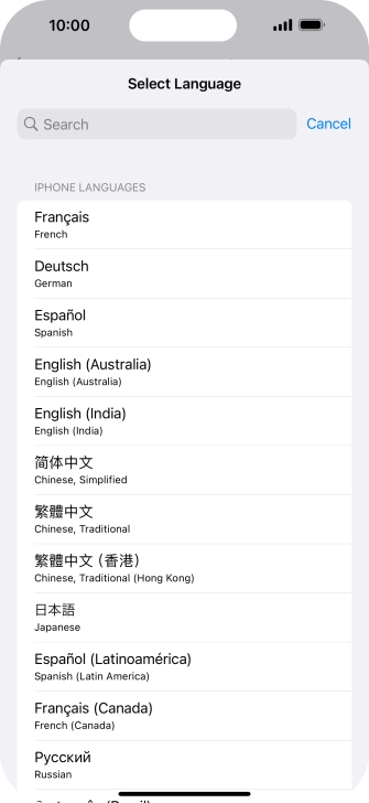 Press the required language.