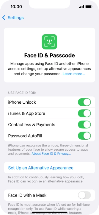 Press the indicators next to the required settings to turn them on or off. Press the indicators next to the required settings to turn them on or off.
