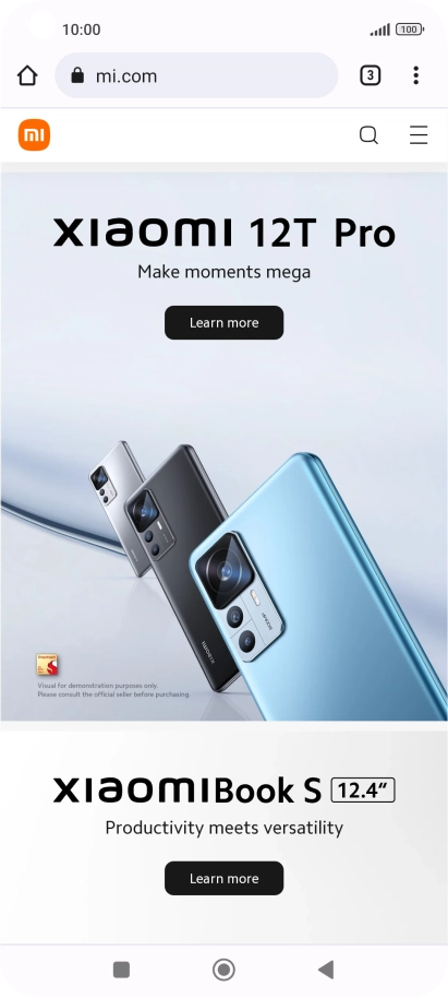 Press the menu icon.