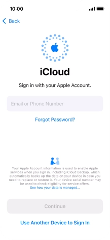 Press Email or Phone Number and key in the username for your Apple ID.