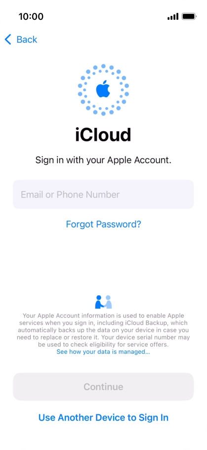 Press Email or Phone Number and key in the username for your Apple ID.