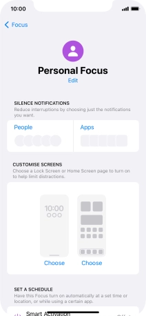 Press People and follow the instructions on the screen to select which contacts you would like to receive calls and notifications from when the selected focus mode is active.