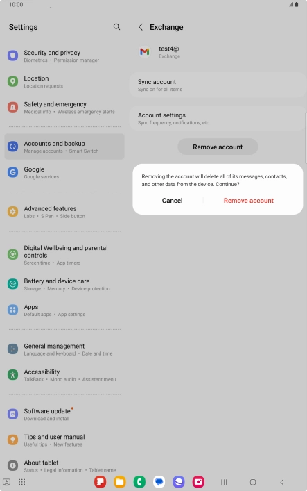 Press Remove account.