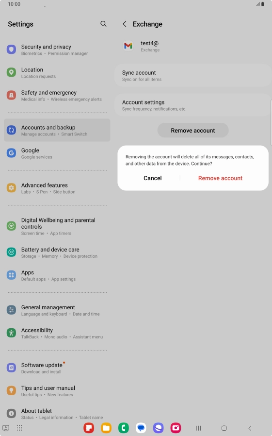 Press Remove account.