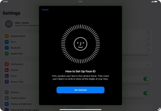 Press Get Started and follow the instructions on the screen to set up Face ID.