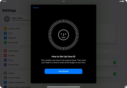 Press Get Started and follow the instructions on the screen to set up Face ID.