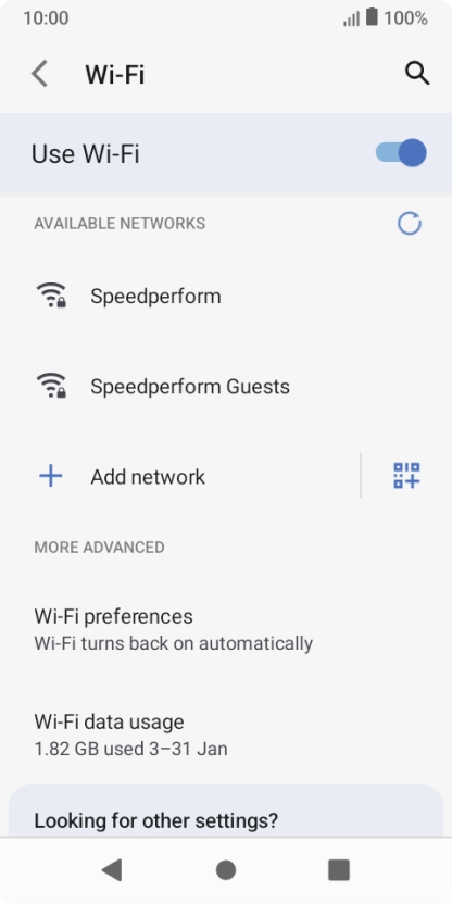 Press the required Wi-Fi network.