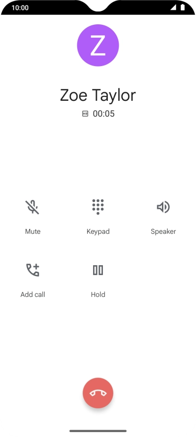 Press the end call icon.