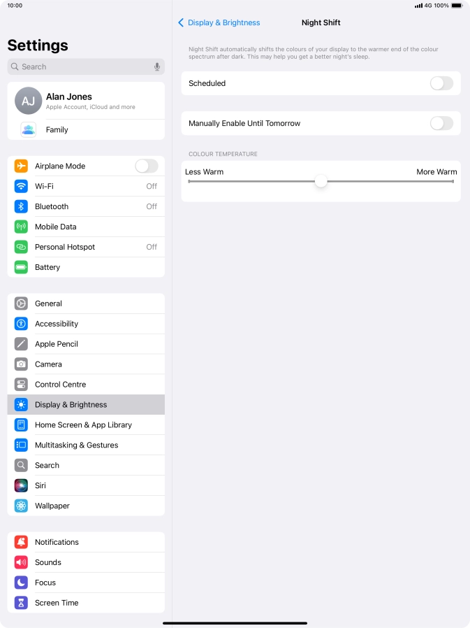 Press the indicator next to 