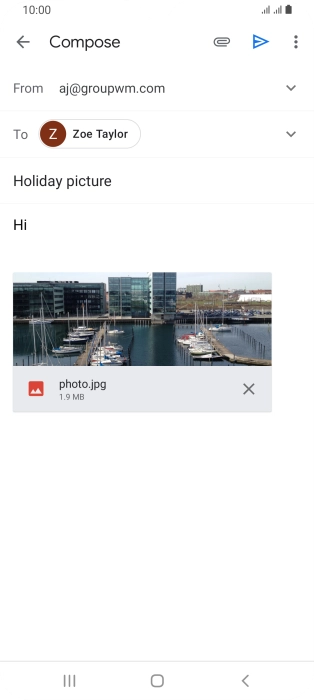 Press the send icon when you've finished your email message.
