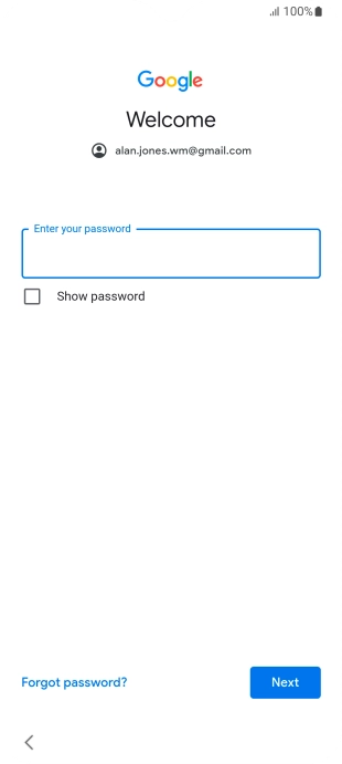 Press Enter your password and key in the password for your Google account.