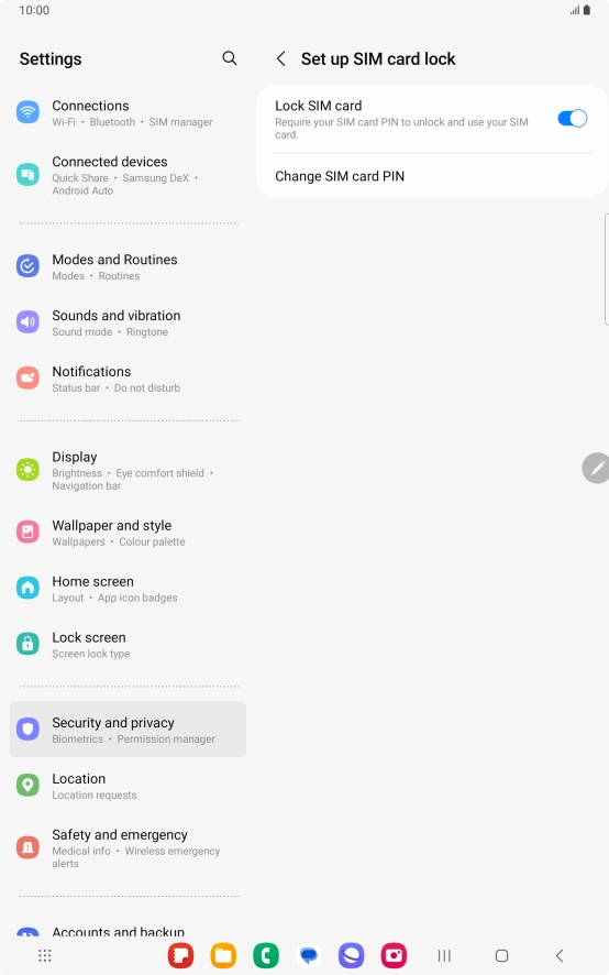 Press Change SIM card PIN. Press Change SIM card PIN.