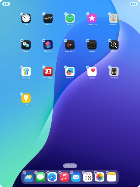 To remove an application from Dock, press and hold the required application and drag it upwards from Dock.