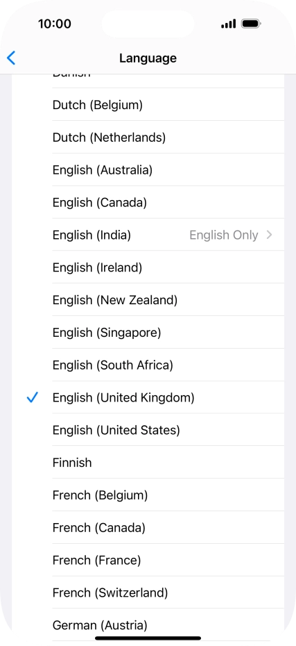Press the required language.