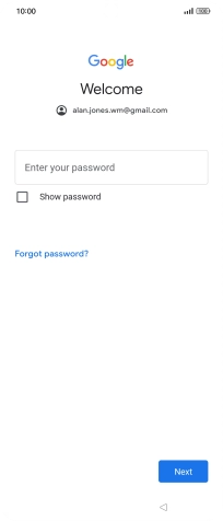 Press Enter your password and key in the password for your Google account.