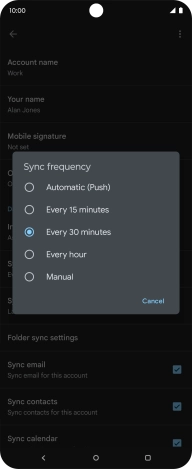 Press the required setting.