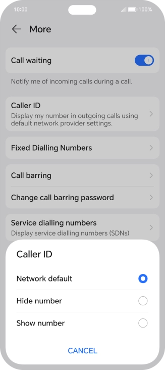 Press Show number to turn on caller identification.