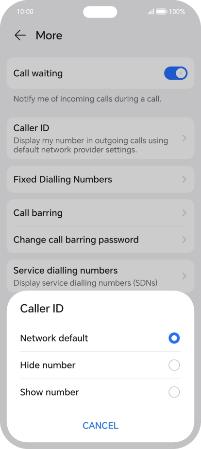 Press Show number to turn on caller identification.