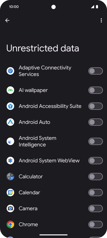 Press the indicators next to the required apps to turn the function on or off. Press the indicators next to the required apps to turn the function on or off.
