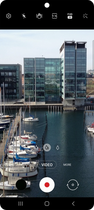 Press the video light icon.