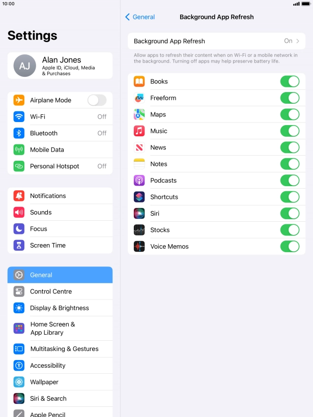 Press Background App Refresh.