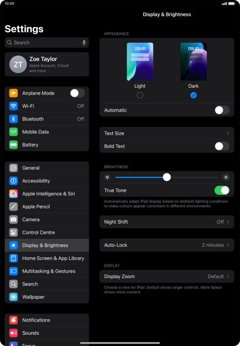 Press the indicator next to 