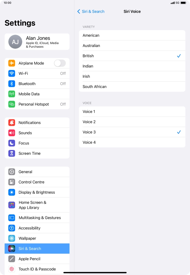 Press the required accent.