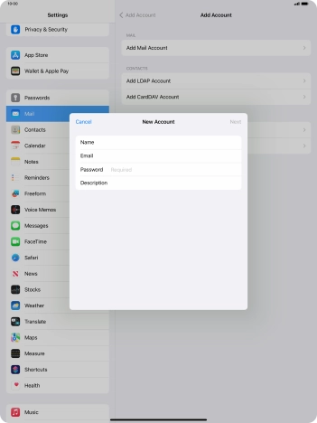 Press Password and key in the password for your email account.