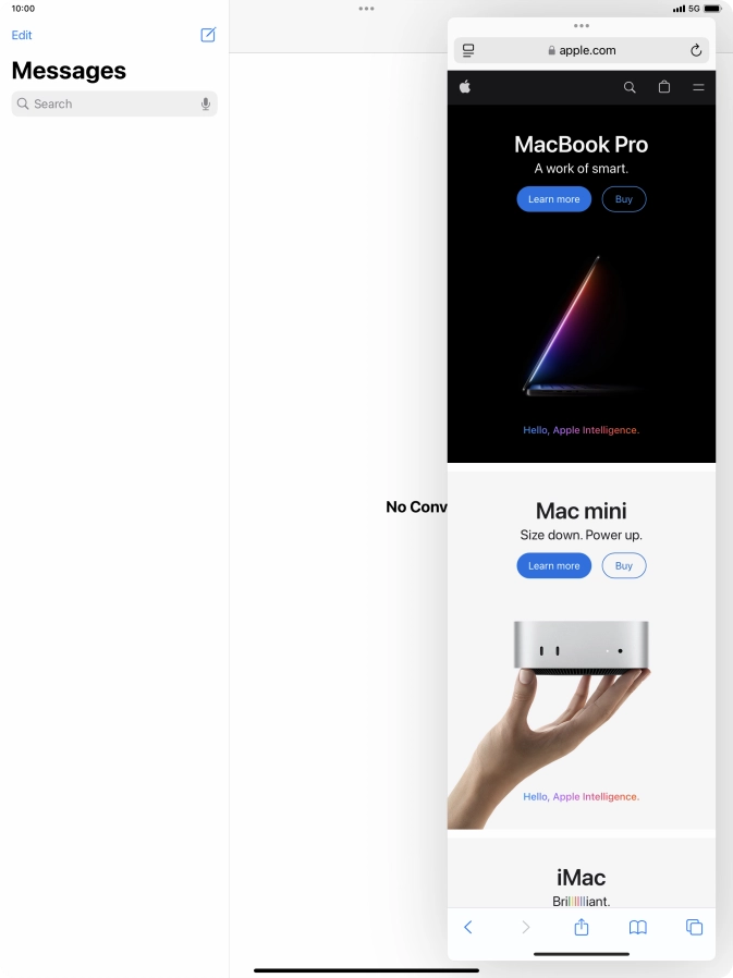 The application now displays on top of the other open application.