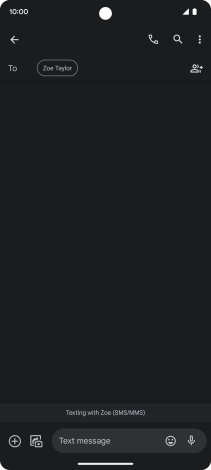 Press the text input field and write the text for your text message.