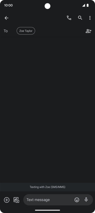 Press the text input field and write the text for your text message.