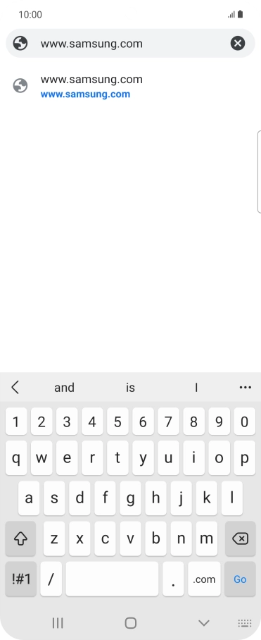 Key in the address of the required web page and press Go.