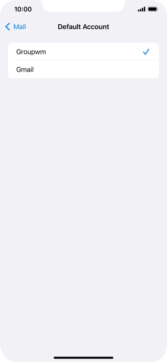 Press the required email account to select the email account as your default account. Press the required email account to select the email account as your default account.