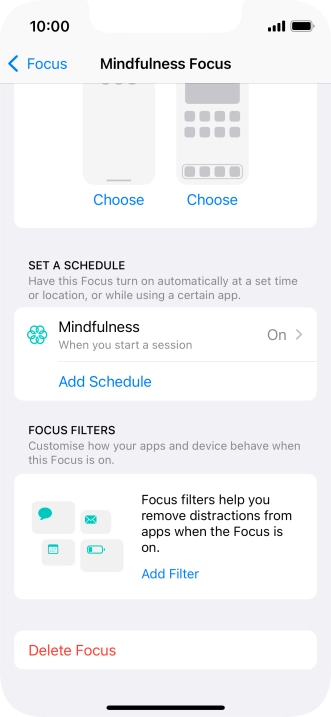 Press the required setting below 