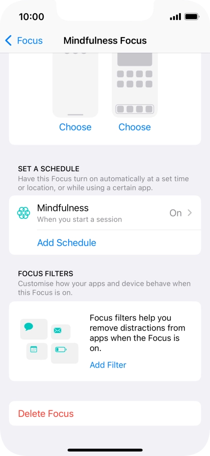 Press the required setting below 