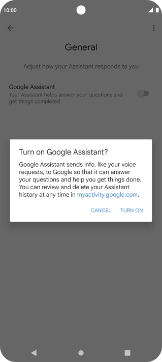 If you turn on the function, press TURN ON.