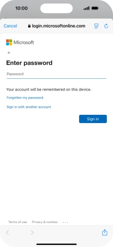 Press Password and key in the password for your email account.