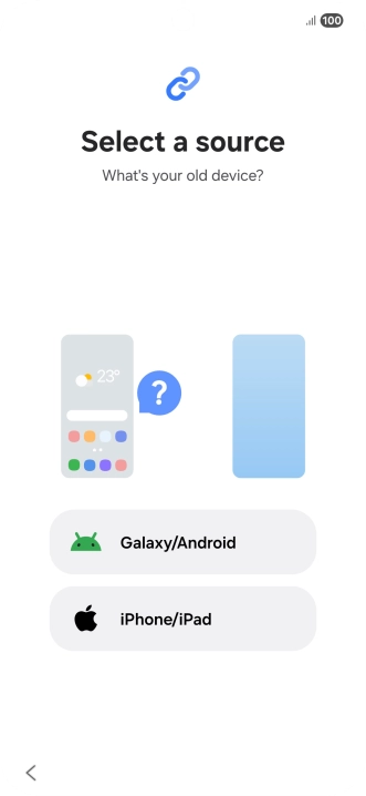 Press the required setting and follow the instructions on the screen to transfer the content from another phone. Press the required setting and follow the instructions on the screen to transfer the content from another phone.