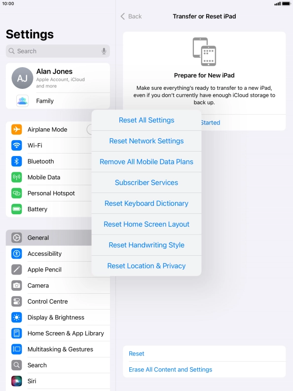 Press Reset All Settings. Press Reset All Settings.