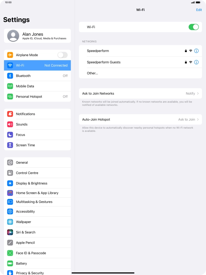 Press the required Wi-Fi network and key in the password for the Wi-Fi network.