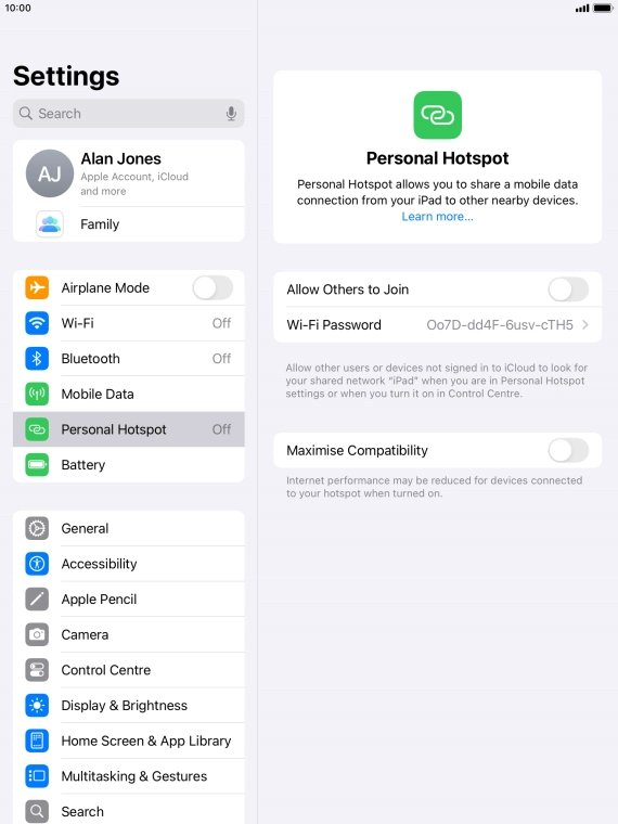Press Wi-Fi Password and key in the required password.